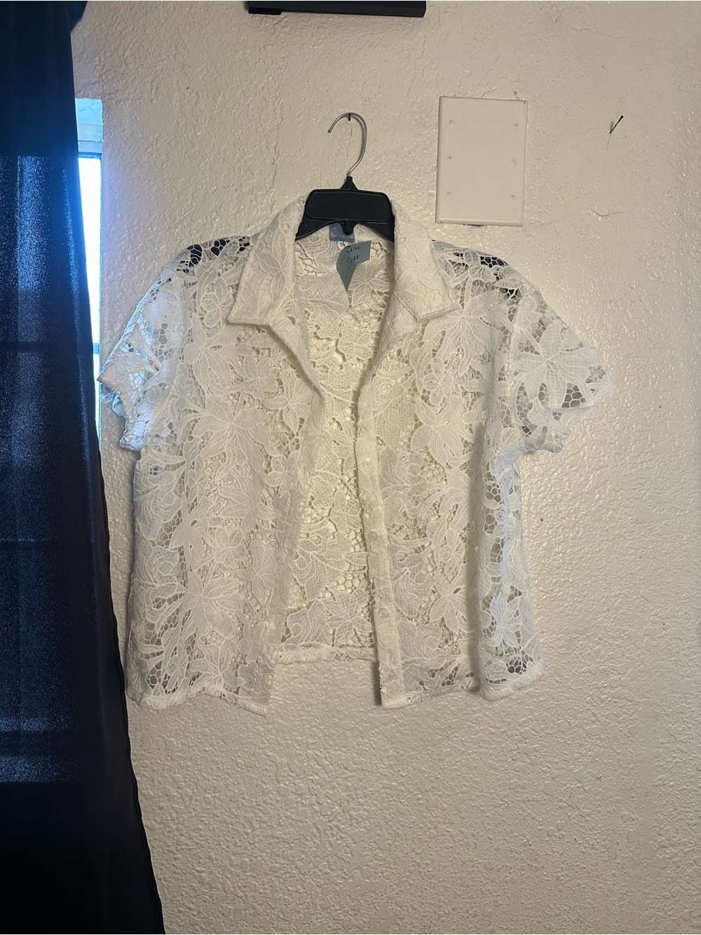 Shade & Shore White Floral Lace Button-Front Swim Coverup